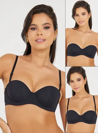 Pack of 2 - Padded Wired Balconette Bra 