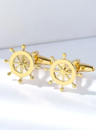 Gold Ship Rudder Cufflinks for Men 