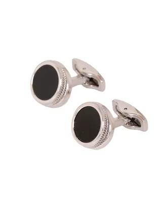 Formal Silver Black Cufflink 