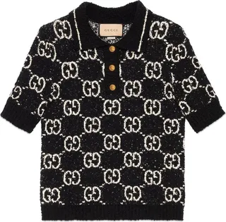 GG-print cotton polo top