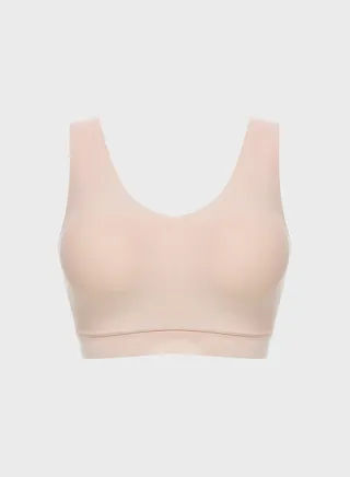 Soft Stretch Padded V Neck Bra Beige 