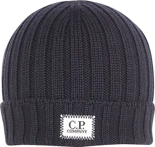 C.P. Company Logo Patch Ribbed Beanie