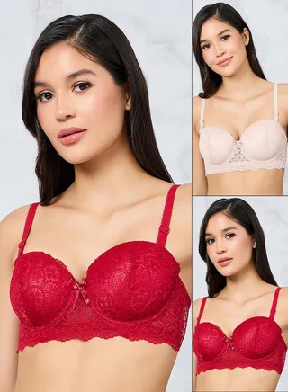 Pack of 2 - All Over Lace Balconette Bra 