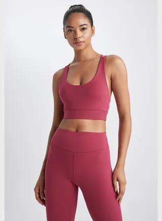Sleeveless Printed Plunge Sport Bra 