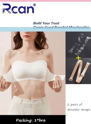Strapless Bra for Women Front Buckle Lift Bra No Rims Non-Slip Invisible Seamless Removable Shoulder Straps Tube Top Ladies Sweet and Comfortable Underwear for Wedding Sling One-Shoulder Dress 