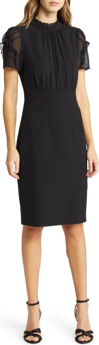 Chiffon Sleeve Sheath Dress