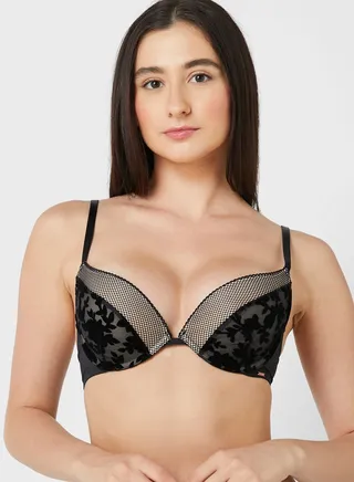 Mesh Detail Plunge Bra 