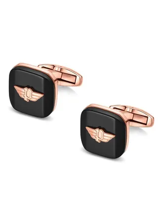 Square Pair of Cufflinks For Men Rose Gold Plated and Silver Color 