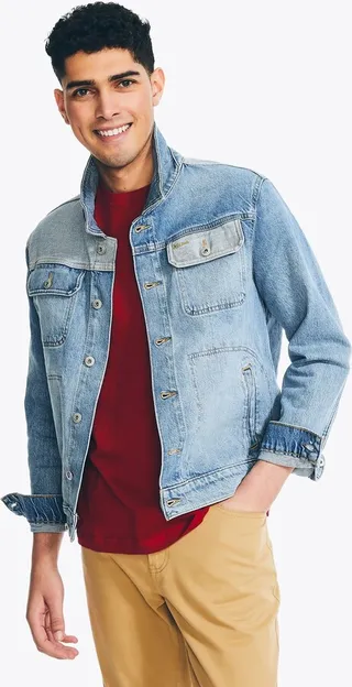 Two-Tone Denim Trucker Jacket