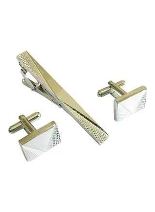 Stylish Steel Cufflinks And Tie Clip 