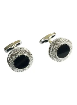 Steel And Crystal Round Cufflinks 