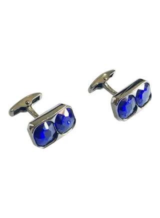 Steel And Crystal Studded Cufflinks 