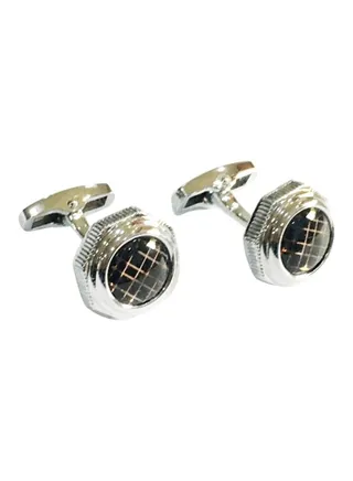Stylish Steel And Crystal Cufflinks Set 