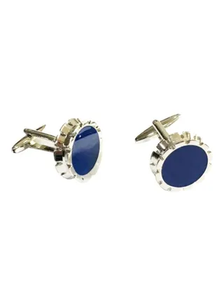 Steel And Crystal Round Cufflinks 