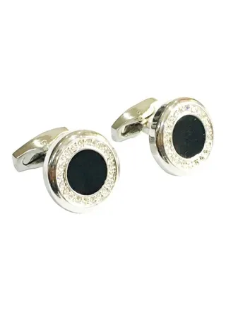 Stylish Steel And Crystal Cufflinks 
