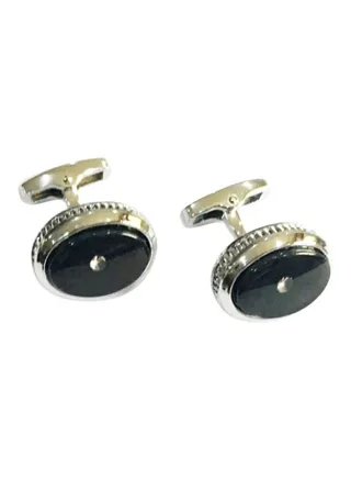Steel And Crystal Round Cufflinks 