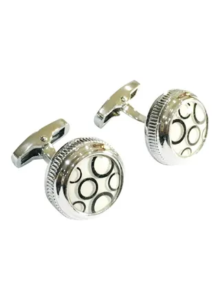 Steel And Crystal Round Cufflinks 
