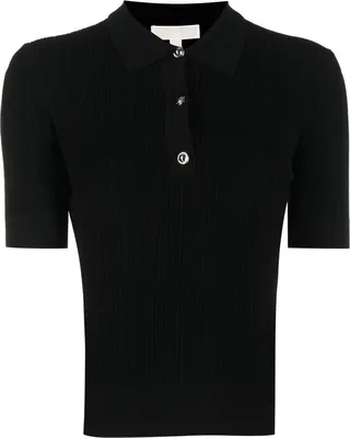 Rib-Knit Polo Top