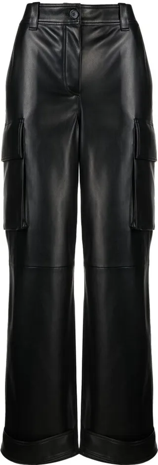 Black Asha Faux Leather Trousers