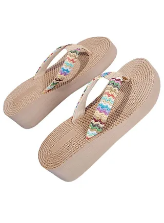 Summer Ladies Flip Flops Fashion Woven Beach Flip Flops 