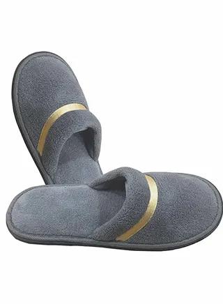 Spa slippers, SYOSI Disposable for Guests Coral fleece Closed Toe Slippers, Washable Hotel Travel Non-Slip Slippers Medium Size(11.4×4.5 Inch) (Gray-6 Pairs) 
