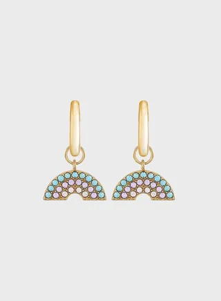 Sterling Silver Hoops & Brass Charms Earrings