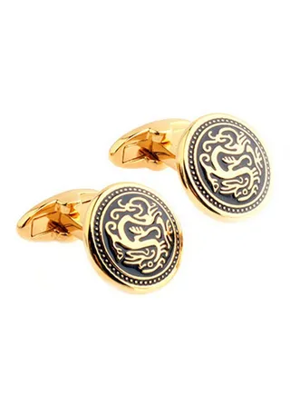Circular Dragon Pattern Cufflinks 