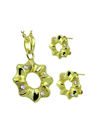 Set Of Modern Gold Necklace And Earrings 