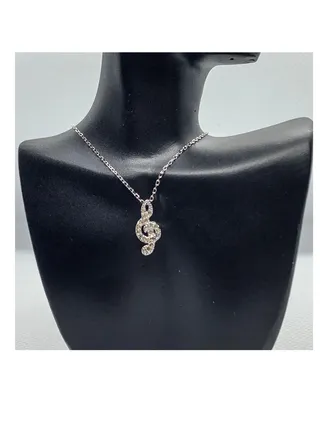 A UniqueA Silver women's necklace with a musical note shape pendant design 