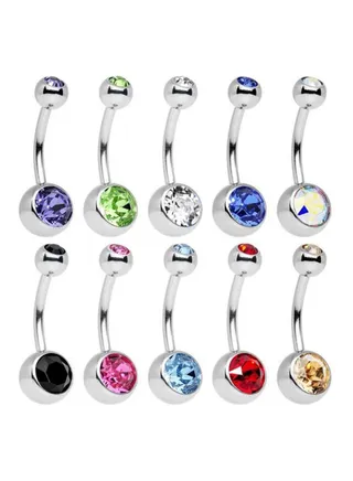 10 Piece Stainless Steel Belly Button Ring 