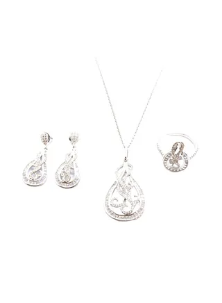 3-Piece Pure 925 Sterling Silver Jewellery Set 