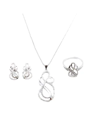 3-Piece Pure 925 Sterling Silver Top Fashion Jewellery Set 