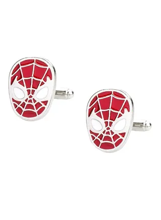 Rhodium Plated Spiderman Design Cufflinks 