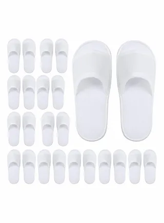 Disposable Spa Slippers, Closed Toe White Slippers Spa Hotel Guest Slippers for Girls Women and Men, 12 Pairs 