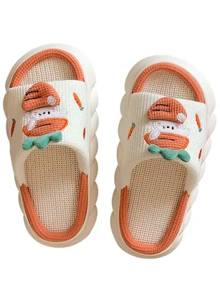 Cute carrot rabbit linen home slippers 