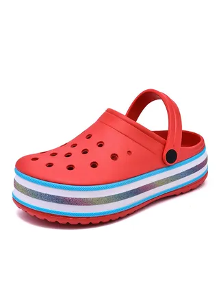 Summer Ladies Thick Bottom Not Open Toe With Holes Slippers 