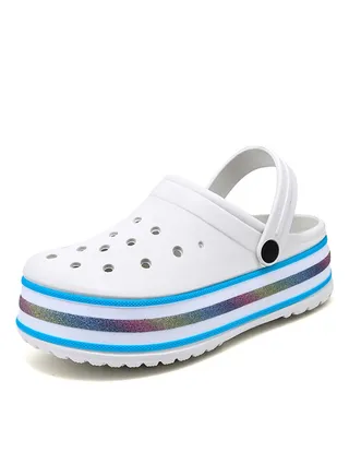 Summer Ladies Thick Bottom Not Open Toe With Holes Slippers 