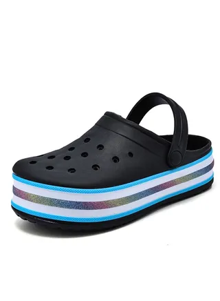 Summer Ladies Thick Bottom Not Open Toe With Holes Slippers 