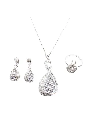 3-Piece Pure 925 Sterling Silver Jewellery Set 