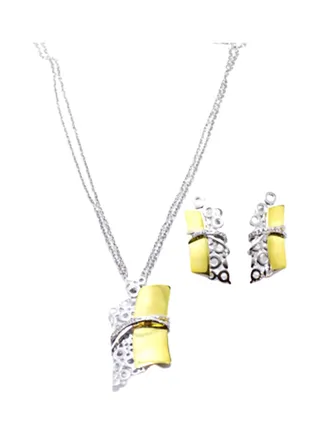 2-Piece Pure 925 Sterling Silver Earrings & Pendant Necklace Jewellery Set 