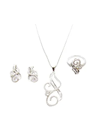 3-Piece Pure 925 Sterling Silver Jewellery Set 