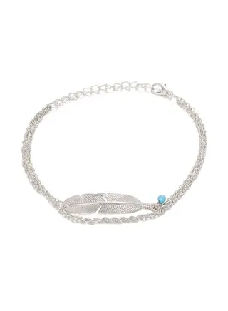 Alloy Feather Design Anklet Chain 