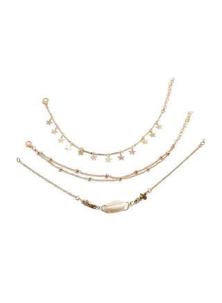 4-Piece Star Pendant Anklet Chain 
