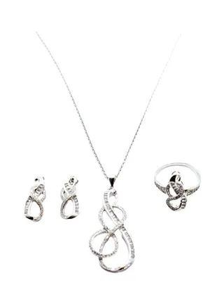3-Piece Pure 925 Sterling Silver Jewellery Set 