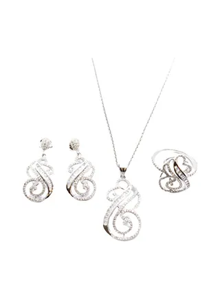 3-Piece Pure 925 Sterling Silver Jewellery Set 