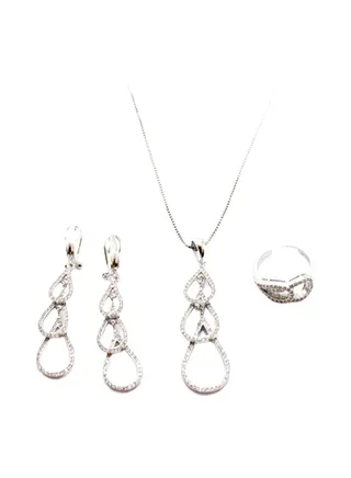 3-Piece Pure 925 Sterling Silver Jewellery Set 