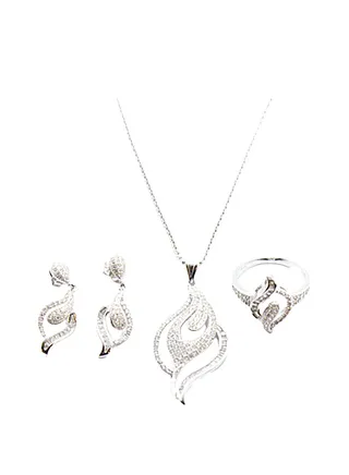 3-Piece Pure 925 Sterling Silver Jewellery Set 