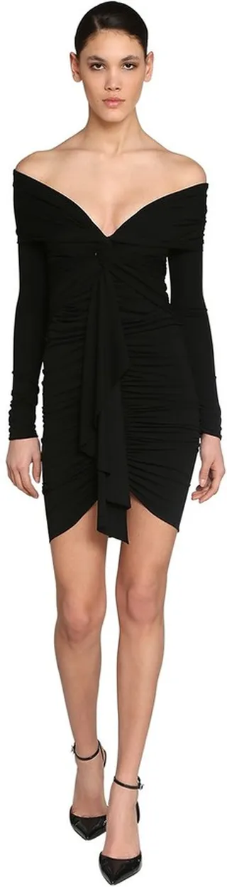 Off Shoulder Stretch Jersey Mini Dress