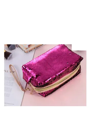 Color changeable Pencil case for girls and ladies(Pink/Silver) 