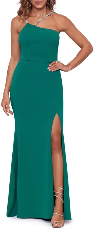Halter Neck Scuba Crepe Gown